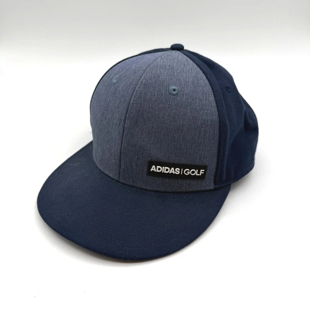 Adidas Golf Hat Men OSFM Blue Heathered Snapback Flat Bill Performance Cap‎